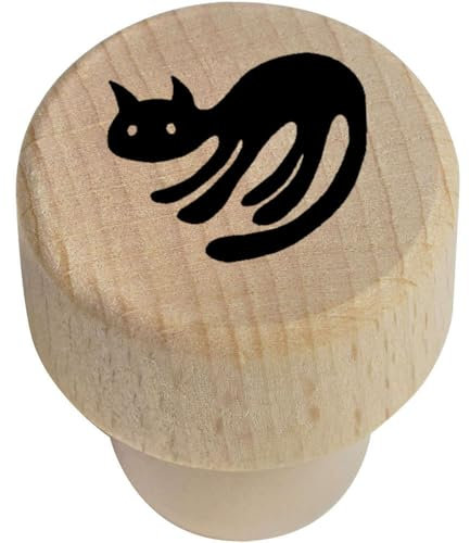 19mm 'Black Cat' Wooden Bottle Stopper/Cork (BS00001865)