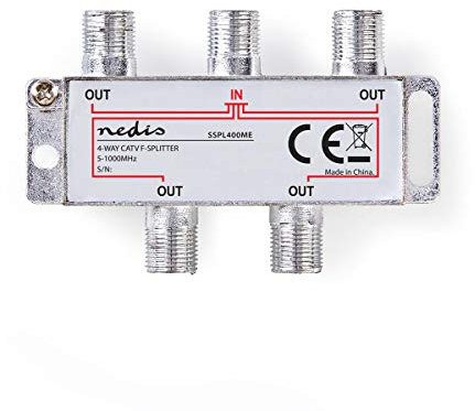 Nedis SSPL400ME Sat-F-Verteiler | max. 8,0 dB Einfügedämpfung | 5-1000 MHz | 4 Ausgänge