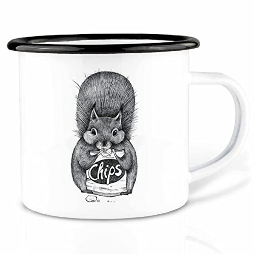 Ligarti® Emaille Tasse (leicht & robust) | Design Cup, Camping Becher handveredelt in Deutschland | Kaffeetasse, Emaillebecher