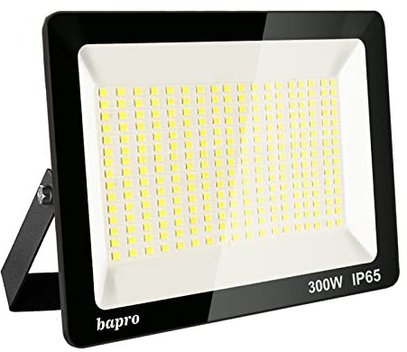 bapro Projecteurs d'extérieur 300 W, lumières de sécurité super lumineuses, projecteur étanche IP65, blanc chaud (3000 K)