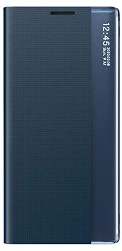 TANYO Smart View Schutzhülle für Samsung Galaxy S20 FE (Fan Edition), Prime Schutzhülle mit transparentem Sichtfenster, elegant, Spiegel, Flip Case Cover mit Faltbarer Standfunktion – Marineblau