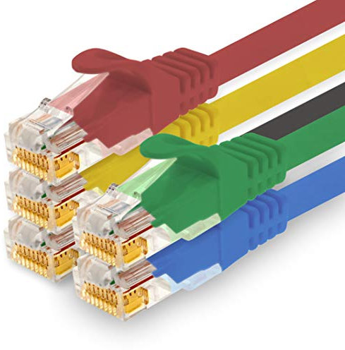 1CONN Câble Réseau CAT7 Cat 7 10 Gigabit - 5X 1m - RJ45 Ethernet LAN DSL Routeur Modem - 5 Couleurs 01
