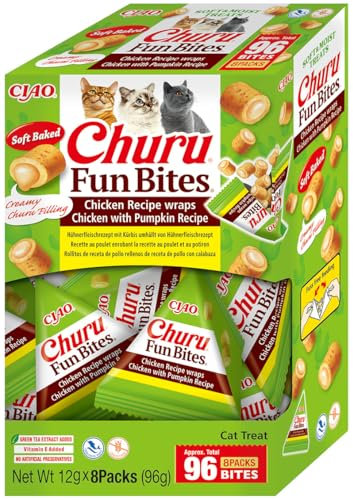 INABA Churu Fun Bites Hochwertige Proteine mit 56% Huhn, Einzelzutat, Getreidefrei, Zuckerfrei Katzen Leckerlies, Keine Nebenerzeugnisse, Katzensnacks in kleinen Häppchen 96 g (1er Pack)