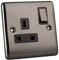 Caradok 1 Gang Double Pole Switched Socket - Black Nickel