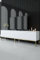 Dmora - Fernsehschrank Regulus, Ständer für Wohnzimmerfernseher, Niedriges Wohnzimmer-Sideboard, TV-Ständerbasis, 180x30h47 cm, Weiß und Gold