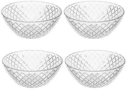 Set de 4 boles de cristal transparentes tallados de rombos de Ø 12x5 cm - LOLAhome