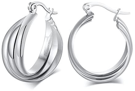 Musihy Stahl Creolen Für Frauen Kleine Creolen Geschenke Für Frauen Drei Ringe Silber
