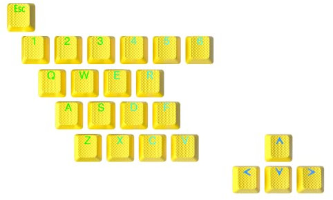 Ranked Gummi-Tastenkappen-Set | Doppelschuss Durchscheinend | OEM-Profil für Mechanische Gaming-Tastatur (Neon Yellow, 23 Tasten)