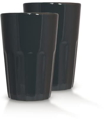 Mahlwerck Porzellan Latte Macchiato oder Cappuccino Becher, Kaffee-Tasse French Style, Iron Grey, 400 ml, 2er Set