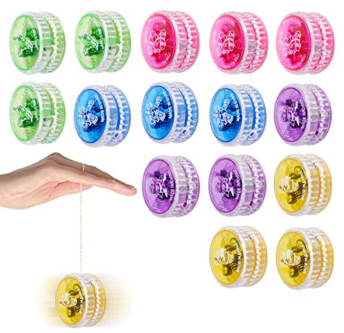 15 pièces de yoyo LED pour débutants, yoyo en Plastique réactif pour Enfants débutants, Balle réactive Amusante pour Cadeau d'anniversaire (Couleur aléatoire)