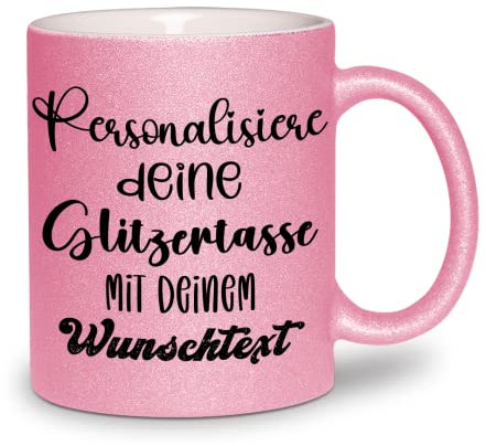 glitzertassen.de® | Personalisiert mit deinem Wunschtext | Tasse mit Glitzer | Geschenkidee | Geburtstag | Kaffeetasse | lustige Sprüche | Keramik | 330 ml | Rosé