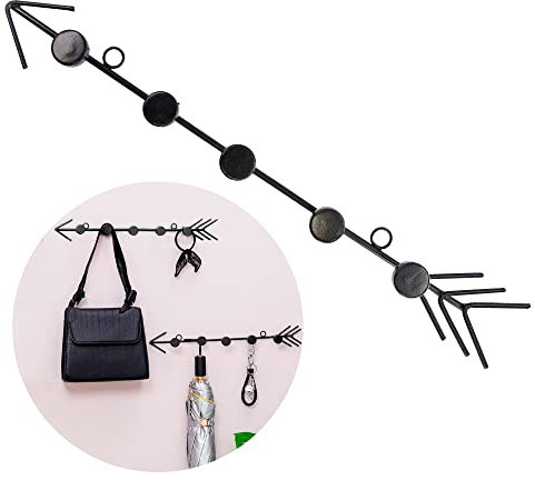 ganci appendiabiti attaccapanni da muro parete metallo gancio binario decorativi creativi semplici decorazione forma punta di freccia della casa ingresso camera letto la porta bagno, nero 1 pezzi