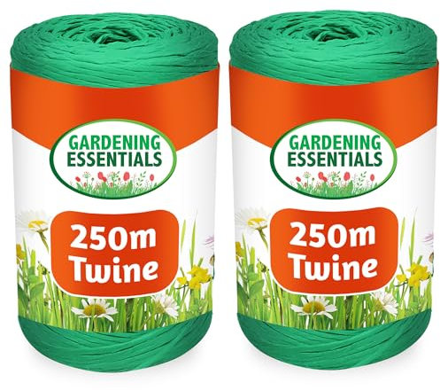 SOL 2pk 250m Twine Natural Green Colour, Garden String, Durable Polypropylene Twine for Gardening, Plant Tying, Crafting & DIY Projects, Weather-Resistant, Ideal for Home, Outdoor & Landscaping Use