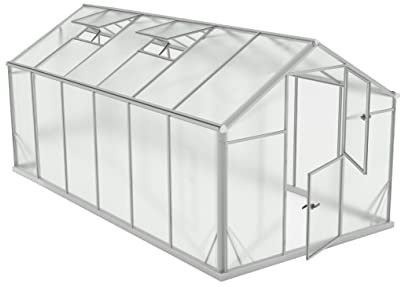 Aluminium Gewächshaus Glas 430x220 cm - Gewächshäuser - Treibhaus Gewächshaus mit Fundament - Glashaus Tomaten - Gewaechshaus 9,5m2 - Greenhouse Outdoor - 6 mm Platten