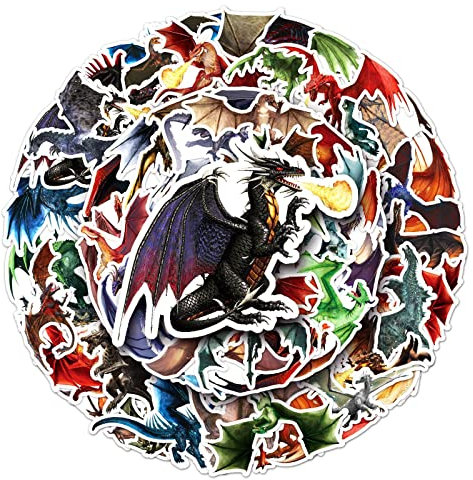 Drache Aufkleber Dragon Sticker Set 100 Stücke Niedlich Deko für Auto Laptop Skateboard Fahrrad Moped Motorrad Fahrrad Computer,Geeignet für Erwachsene Kinder