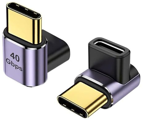 HENGBIRD 2 adaptadores USB C de 90 Grados de 24 Pines, 40 Gbps USB 4 Tipo C Macho a Hembra, Cargador de 100 W, vídeo de 8 K para Dispositivos de Juego Galaxy S21 S20 Pixel 4XL Huawei