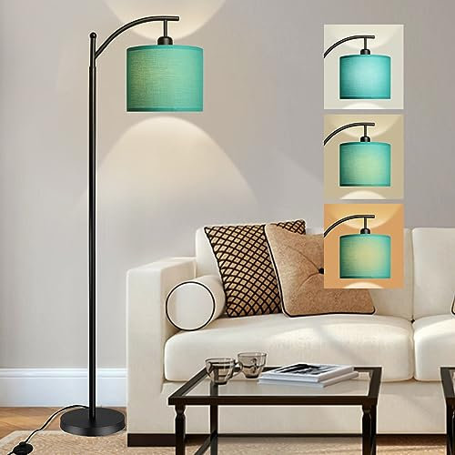 Depuley Stehlampe Modern Wohnzimmer Stehleuchte, 3 Farbtemperaturen bogenlampe schlafzimmer mit E27 Glühbirne Fußschalter, Stoffschirm Design 156cm für Studio, Schlafzimmer, Arbeitszimmer,Büro