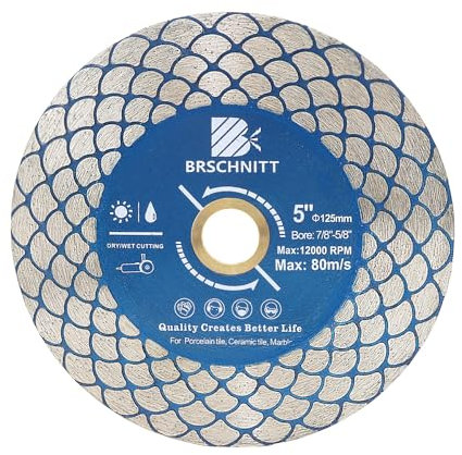 BRSCHNITT Disque Diamant Carrelage 125mm - Double Face Coupe Meulage Lame Scie Diamant pour Porcelaine Céramique Marbre Granit Pierre Artificielle Quartz pour Meuleuse d'angle
