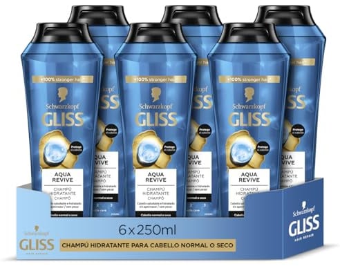 Gliss Aqua Revive Shampoo, 6 Stück, 250 ml (1.500 ml)