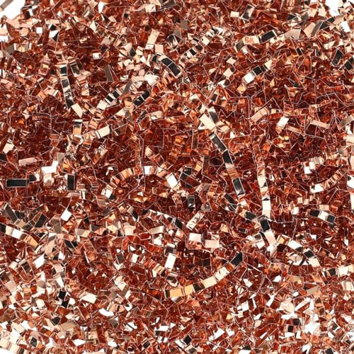 Fulmoon 1 Bag 3lb/1.35 kg Glitter Plenty Shredded Paper Filler Shiny Crinkle Cut Paper Shred Filler Easter Basket Grass Gift Wrapping Metallic Iridescent Gift Boxes Filler (Rose Gold)