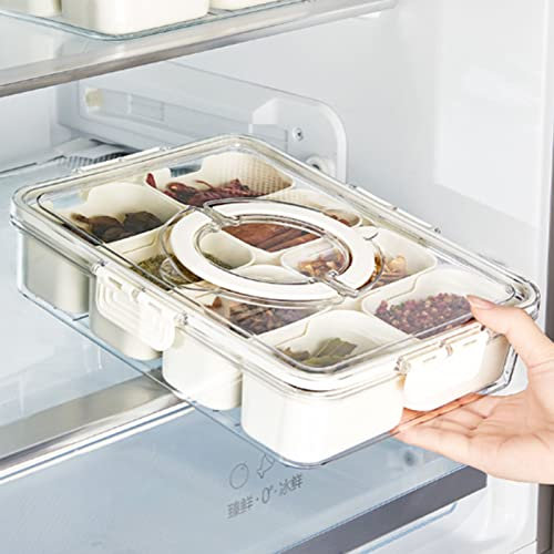 Conteneurs De Stockage des Aliments Boîte De Rangement en Plastique Récipients pour Réfrigérateur 4 Ou 8 Grilles Réfrigérateur Boîte De Séparation des Aliments pour Boulettes Assaisonnement (Large)