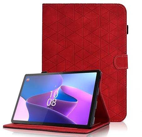 Funda para Lenovo Tab M10 Plus 3rd Gen 10.6 Pollici 2022 (TB125FU /TB128FU) Flip Cover de PU Cuero Protección Múlti Ángulos Soporte Case con Auto Reposo/Activación Protectora Carcasa, Rojo