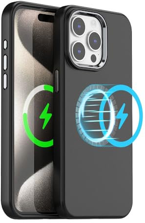 TECHGEAR iPhone 15 Pro Max Magnetic Silicone Case, Premium Liquid Silicone Anti-Scratch Compatible with MagSafe Soft Gel Rubber, Microfibre Lining Shockproof Phone Case For iPhone 15 Pro Max - Black