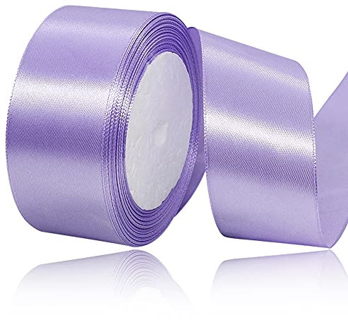 XMASOLD Satinbands, 22 Meters Flieder Lila 40mm Breit Geschenkband für Geschenkverpackungen, DIY Handwerk, Blumensträuße, Nähprojekte, Schleifenherstellung, Geburtstags- und Hochzeitsdekorationen