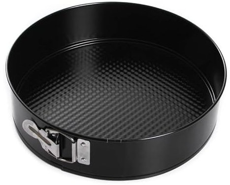 BirnePower Springform Backform Kuchenform Tortenform mit Flachboden Käsekuchenform Blechform mit Antihaftbeschichtung Schwarz Rund 26 cm