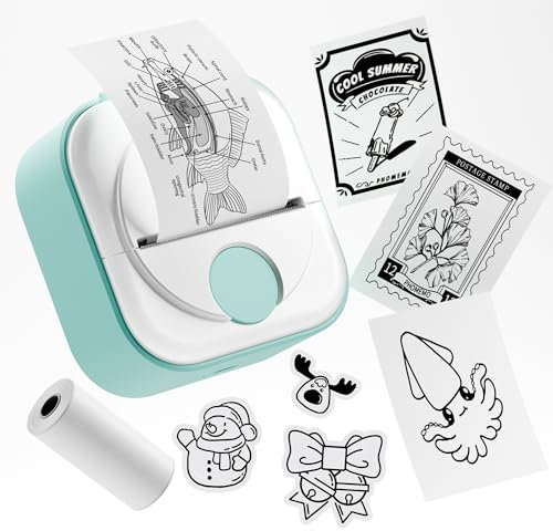 Phomemo Q02 Mini Drucker, Tragbarer Etikettendrucker Kompatibel mit Telefon & Tablet, Sticker Drucker für Studium, Notizen, Bilder, Fotos, Liste, Memo, Tagebücher, Heimwerken, Grün