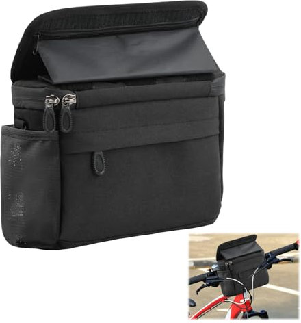 Granvoo Fahrradtasche 4L, Lenkertasche Fahrrad Wasserdicht, Fahrradkorb Tasche, Fahrradtasche Lenker für alle Handys, Fahrradkorb vorne Tasche mit Lenkeradapter, Touchscreen, Abnehmbarer Schultergurt