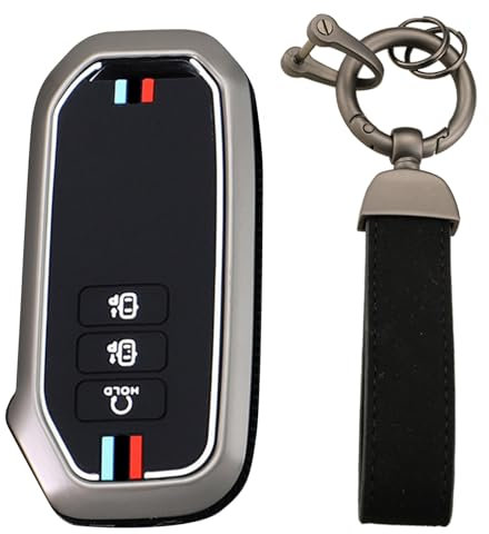 KUNIO Schlüsselhülle Passt für KIA EV6 GT K5 K7 K8 Sportage GT-Line Sorento 4 MQ4 Sedona Carnaval MPV 2020-2023 Metallgehäuse Schlüsselcover Schlüsselanhänger 7 Tasten B Schwarz