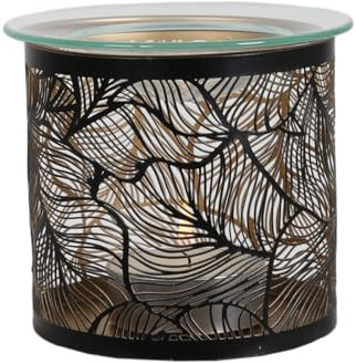 Woodbridge Teelicht Duftlampe | Botanicals Black | Teelichthalter für Zuhause | Duftkerzenhalter Kerzenaccesoires | Duftlampe für Duftwachs