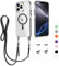MBSLFY Handykette für iPhone 16 Pro Hülle mit Band, Magnetisch Handyhülle [Kompatibel mit Magsafe] Schlank Silikon TPU Stoßfest Schutzhülle mit Kordel zum Umhängen, Schwarz