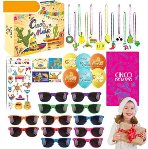 Mexikanische Partygeschenke – 5. Mai Basteln für Kinder, mexikanische Fiesta-Gummi-Armbänder, Karnevalsparty-Zubehör, mexikanische Geburtstagsparty-Zubehör, Dekorationen, Luau-Foto-Requisiten,