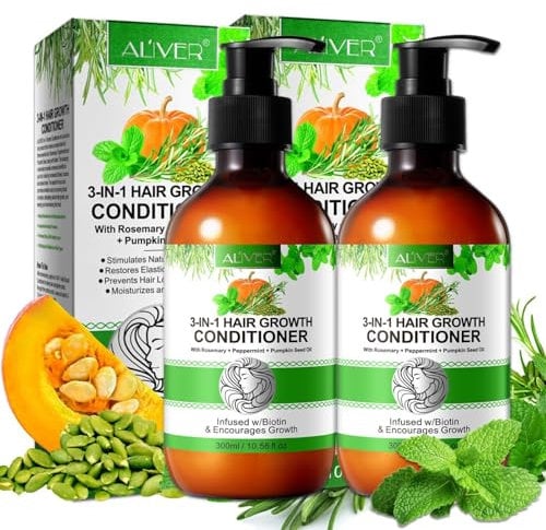 P-Beauty 3-in-1 Conditioner Rosmarin Minze & Kürbiskernöl 2x300ml - Haarspülung mit Biotin - Haarwachstum & regenerierende Haarpflege - Spülung für trockenes Haar - Glanz & Schutz vor Haarausfall