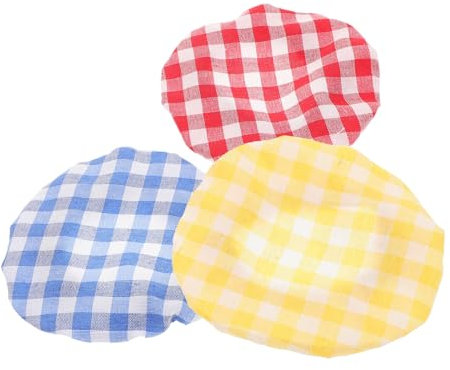 Alipis 6pcs Sourdough Jar Covers Elastic Plaid Cotton Bowl Lid Reusable Cover for Jam Pot Bread Maker