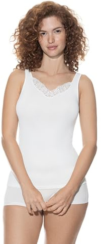 Mey Damen Top V-Ausschnitt Serie Emotion Elegance | Schmale Passform, Leichter Breite Träger, Ohne auftragende Seitennähte, Fließende Qualität, Gr. 38-48