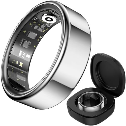 Smartring Damen Herren Smart Ring Android iOS Fitness Ring Tracker Schrittzähler Pulsmesser Schlaf Ring IP68 Wasserdicht Smartringe für Herren Damen Health Tracking Ring Fitnessring