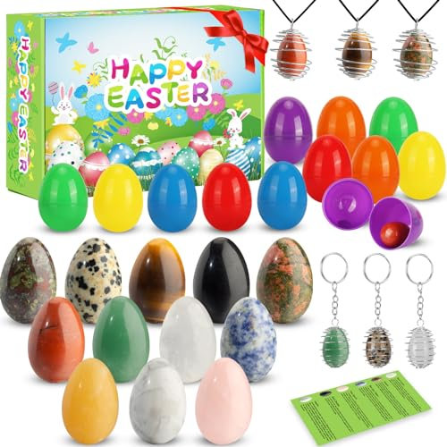 peiranup Ostergeschenke für Kinder, 12 Ostereier gefüllt mit Kristlle,Perfekte Partygeschenke, die Spaß und Bildung für Jungen und Mädchen