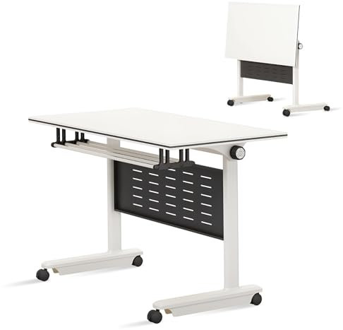 Klappbarer Konferenzraumtisch, moderner großer mobiler Besprechungstisch, rollener Besprechungstisch, rechteckiger Besprechungsseminartisch, Klappbarer Schulungstisch für Büro, Klassenzimmer