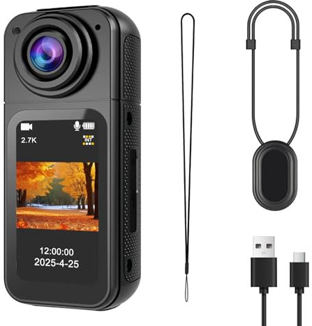 OBEST Action Cam 180° Drehbar Action Kamera 2.7K Weitwinkel POVs Kamera, Body cam mit 1.47 Zoll Display, Mini Outdoor Sport Camera