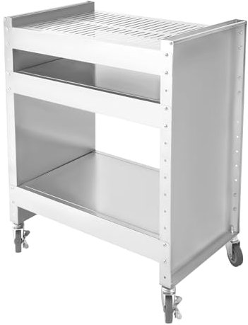 Edelstahl Grilltisch, Outdoor Grillwagen mit 3 Etagen, Grill Beistelltisch Outdoor, Grilltisch Rollwagen 59X40X80CM