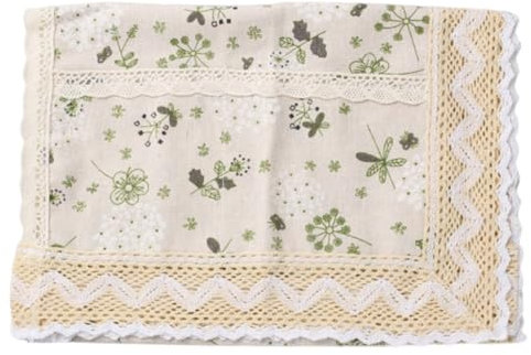 GORGECRAFT 100×35CM Microwave Oven Top Cover with Storage Pockets Dustproof Cotton Linen Machine Protector Decorative Kitchen Appliance Cover for Decor Appliance Dust Control (Old Lace Flower)