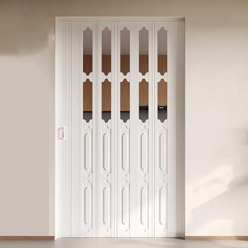 Porte AccordéOn Coulissante Pliante Porte d'intérieur Blanche Personnalisable avec poignée, Largeur 70 cm, 80, 90, 100, 110, 120, 130, 140, 150 cm, en Verre Acrylique(#1,120 x 193 cm)