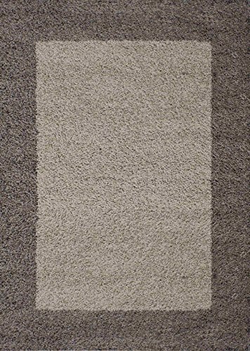 MODERNER Designer Teppich Shaggy Life 1503, Taupe, 100 X 200 cm