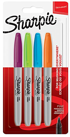 Sharpie Fine Tip Fun Permanent Marker - Assorted Colours (Pack of 4)