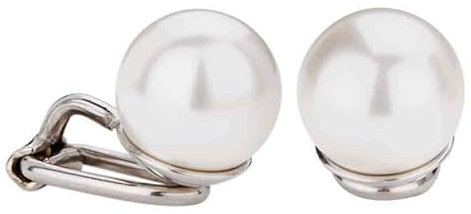 Traveller Orecchini a clip - Senza piercing all'orecchio - Perla Ø 10 mm - Bianco - platino - 700110