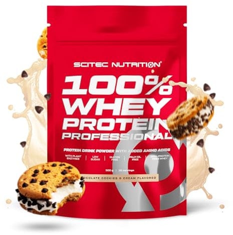 Scitec Nutrition 100% Whey Protein Professional - Amélioré avec des acides aminés supplémentaires et des enzymes digestives - Sans gluten - Sans huile de palme, 500 g, Chocolat-Cookies & Cream