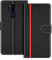 COODIO Handyhülle für LG G7 ThinQ Handy Hülle, LG G7 ThinQ Hülle Leder Handytasche für LG G7 ThinQ Klapphülle Tasche, Schwarz/Rot